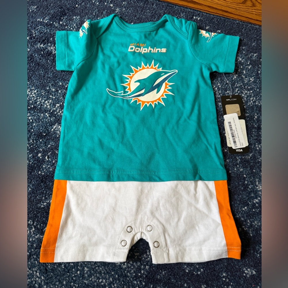 NHL Miami Dolphins Teal, White & Orange Baby One-Piece